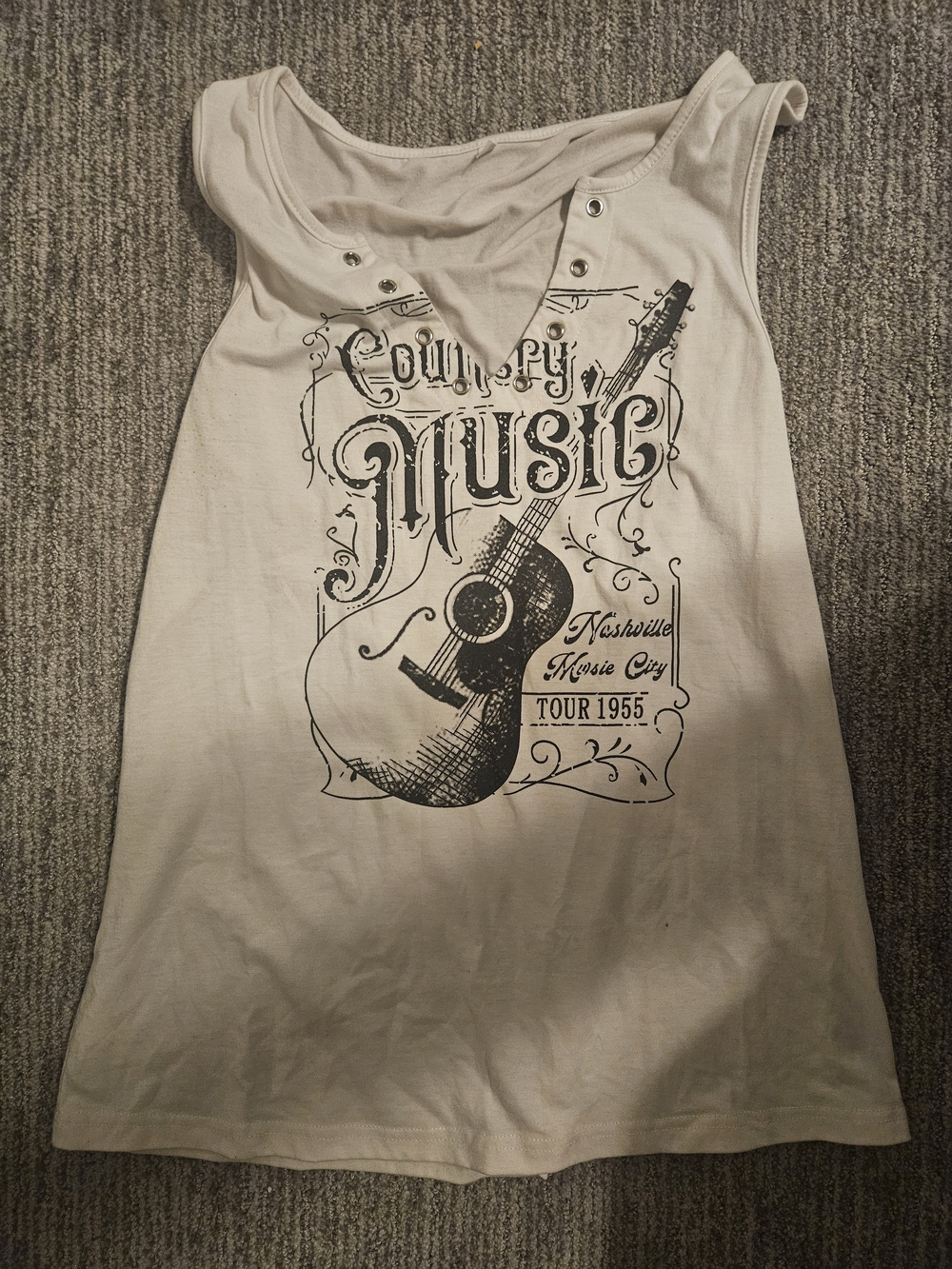 Vintage Guitar Music Wall Art Print in Cream by